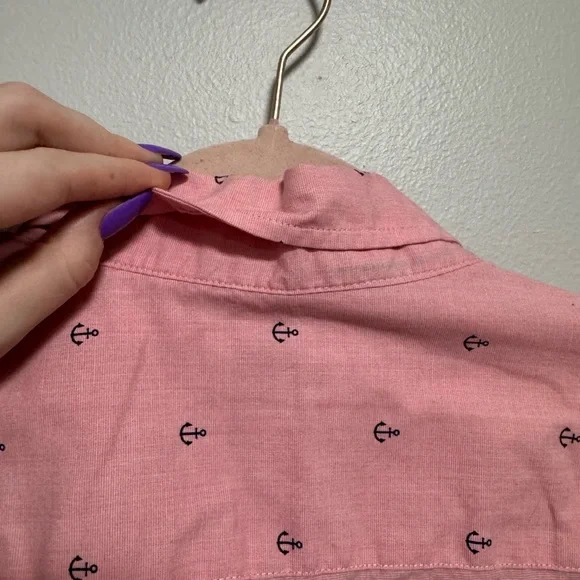 Croft and Barrow Pink Anchor Print Men's Button Up Shirt - Picture 6 of 7